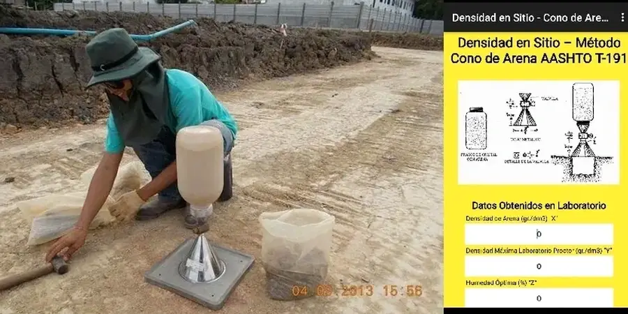 Ensayo de Densidad de Campo con Cono de Arena en Calama